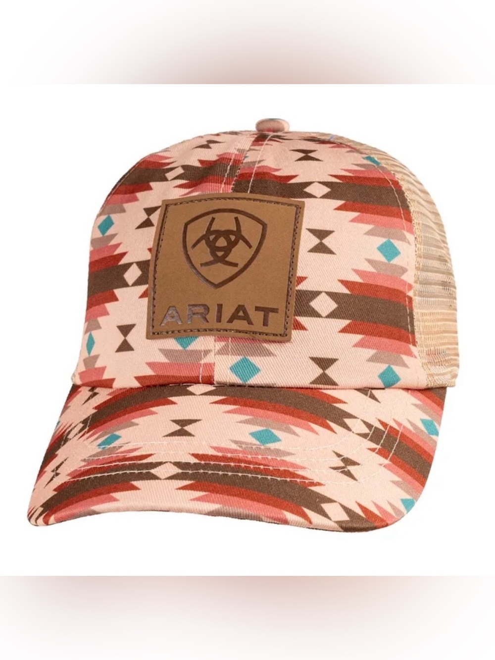 ARIAT NWOT Youth Girls Southwestern Leather Patch Ponytail Cap Hat